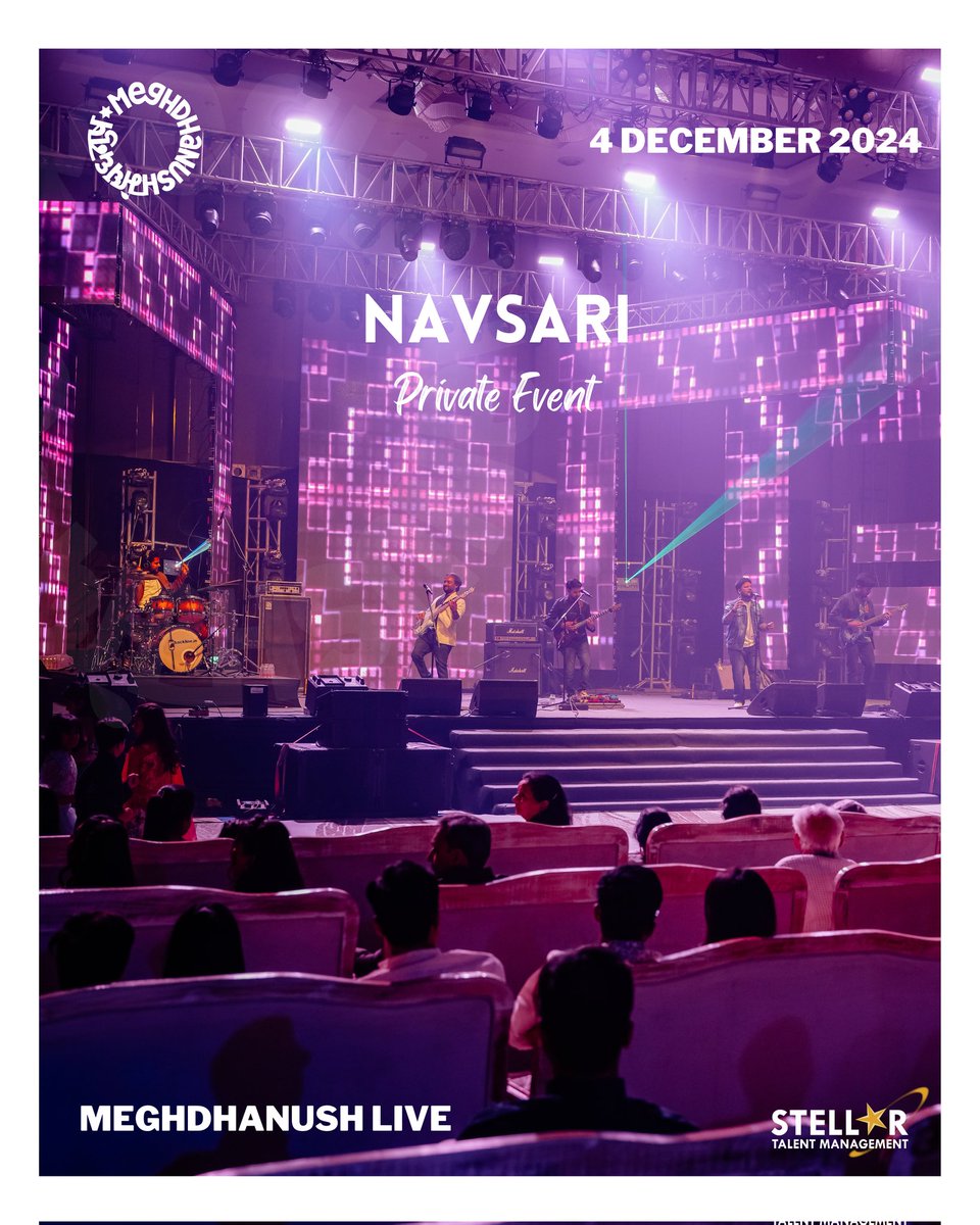 TalentStellar's tweet photo. Our Favourite month begins! Navsari, Meghdhanush is set for an Entertaining Night with you!  🤩

Meghdhanush taking the stage tonight for a Private Gig!

#Meghdhanush #MeghdhanushLive #MDLive #Navsari #StellarTalentManagement https://t.co/liGXRUMUiN