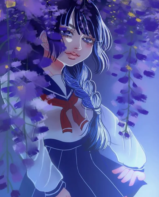 藤。自費で作ったイラスト集の表紙絵 #和風絵  #和風イラスト  #イラスト 