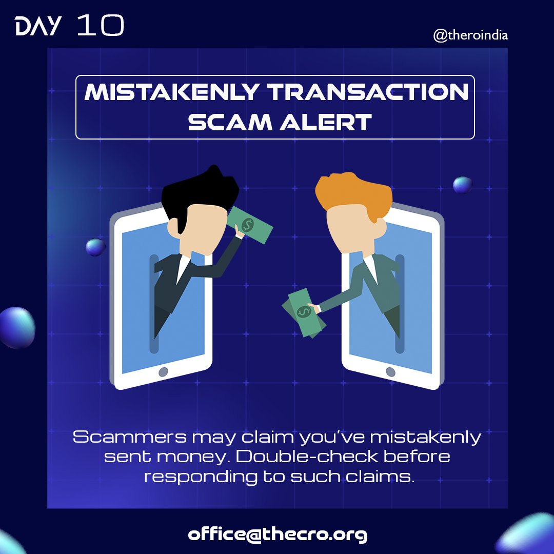 thecroindia's tweet photo. 💼 A small mistake? Or a scam in disguise?
Fraudsters often play on our goodwill by claiming you’ve sent them money "by mistake." Before you act, verify every detail. Don’t let a scam catch you off guard!
#TransactionScam #FraudPrevention #ConsumerAwareness #CyberSecurity https://t.co/YsdapyYgw9