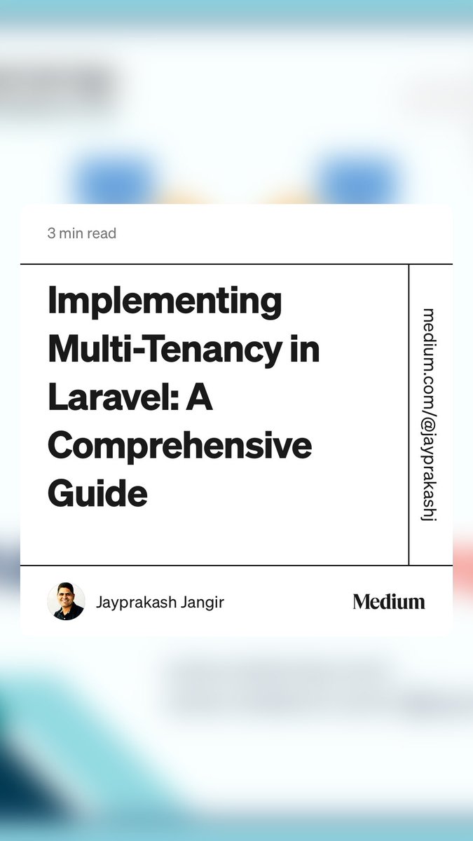 mutationevent's tweet image. “Implementing Multi-Tenancy in Laravel: A Comprehensive Guide” by Jayprakash Jangir medium.com/@jayprakashj/i…