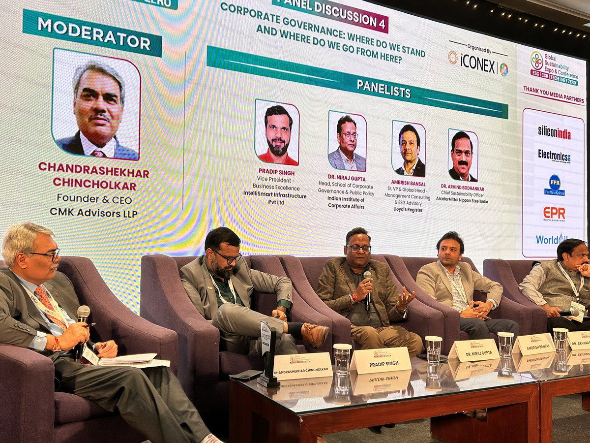 #GSEC2024 𝗣𝗮𝗻𝗲𝗹 𝗗𝗶𝘀𝗰𝘂𝘀𝘀𝗶𝗼𝗻 𝟰

𝗧𝗼𝗽𝗶𝗰- Corporate Governance: Where Do We Stand and Where Do We Go from Here?

𝐌𝐨𝐝𝐞𝐫𝐚𝐭𝐨𝐫- Chandrashekhar Chincholkar

𝐏𝐚𝐧𝐞𝐥𝐢𝐬𝐭𝐬- 
Pradip Singh
Dr. Niraj Gupta
Ambrish Bansal
Dr. Arvind Bodhankar