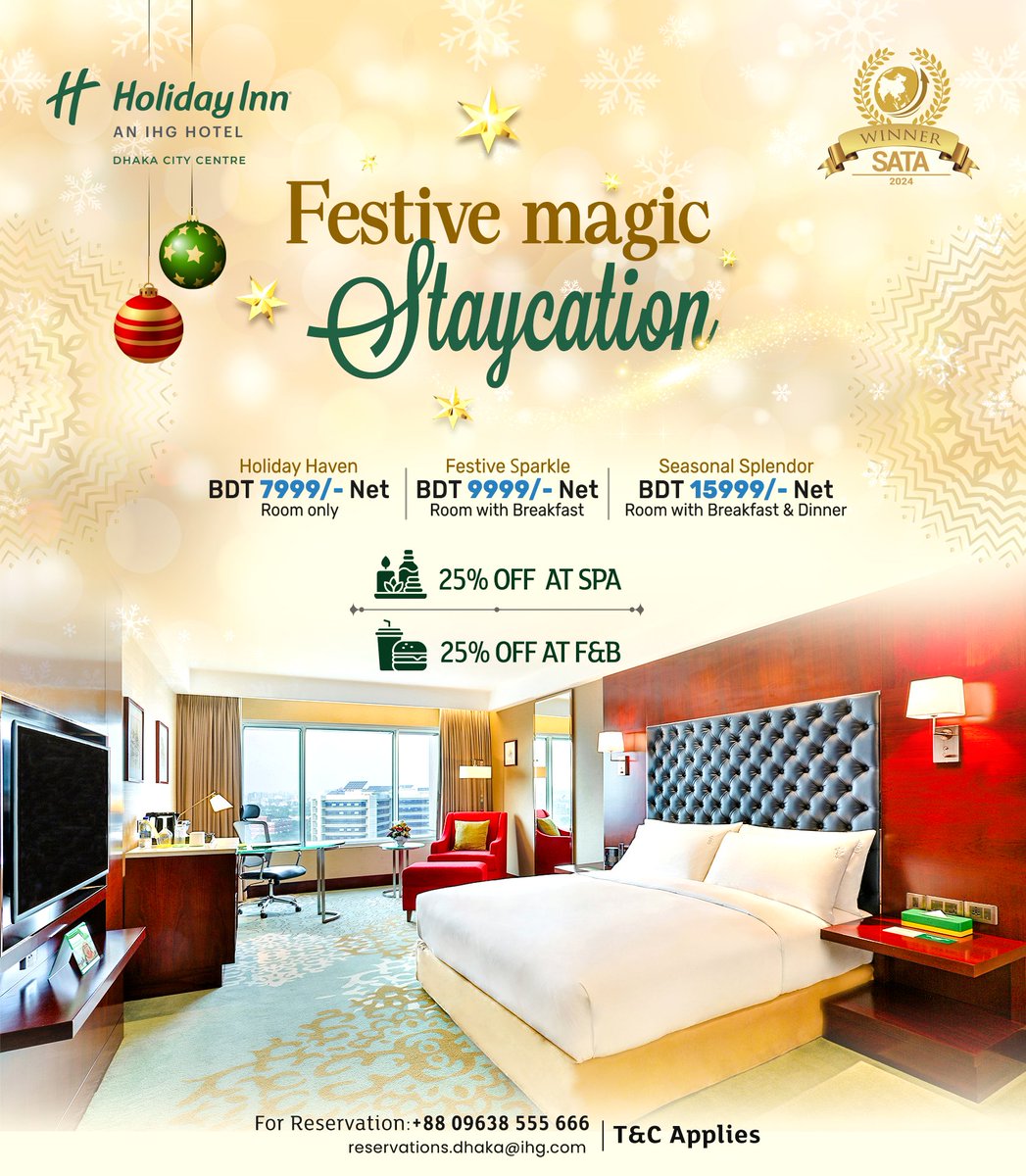 HolidayInnDhaka's tweet photo. 📷 Book Now! Call: +88 09638 555 666
📷 Email: reservations.dhaka@ihg.com https://t.co/CLNAUCfEIl
