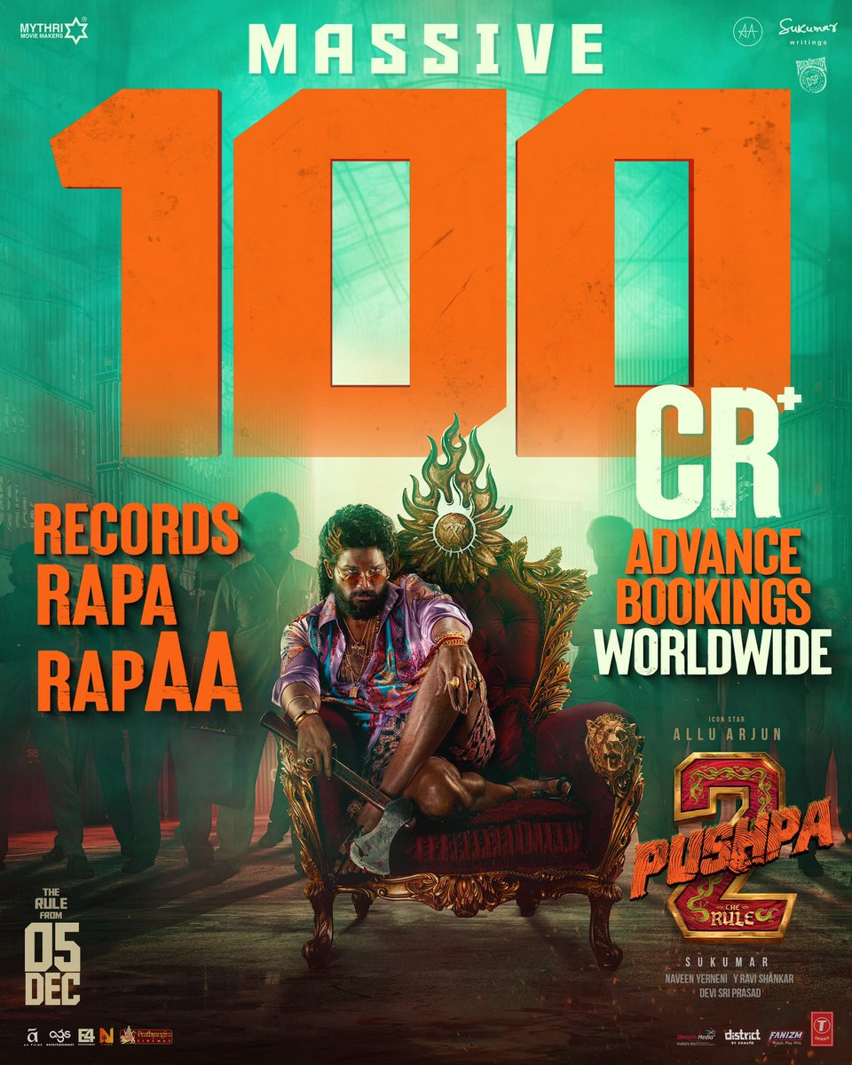 relationship71's tweet photo. #Pushpa2TheRule
#Pushpa2TheRule    crosses the 100 CRORES mark with advance bookings 💥💥💥

THE BIGGEST INDIAN FILM is on a record breaking spree ❤‍🔥

#RecordsRapaRapAA 🔥🔥

#Pushpa2TheRuleOnDec5th https://t.co/1wqRpGEogW