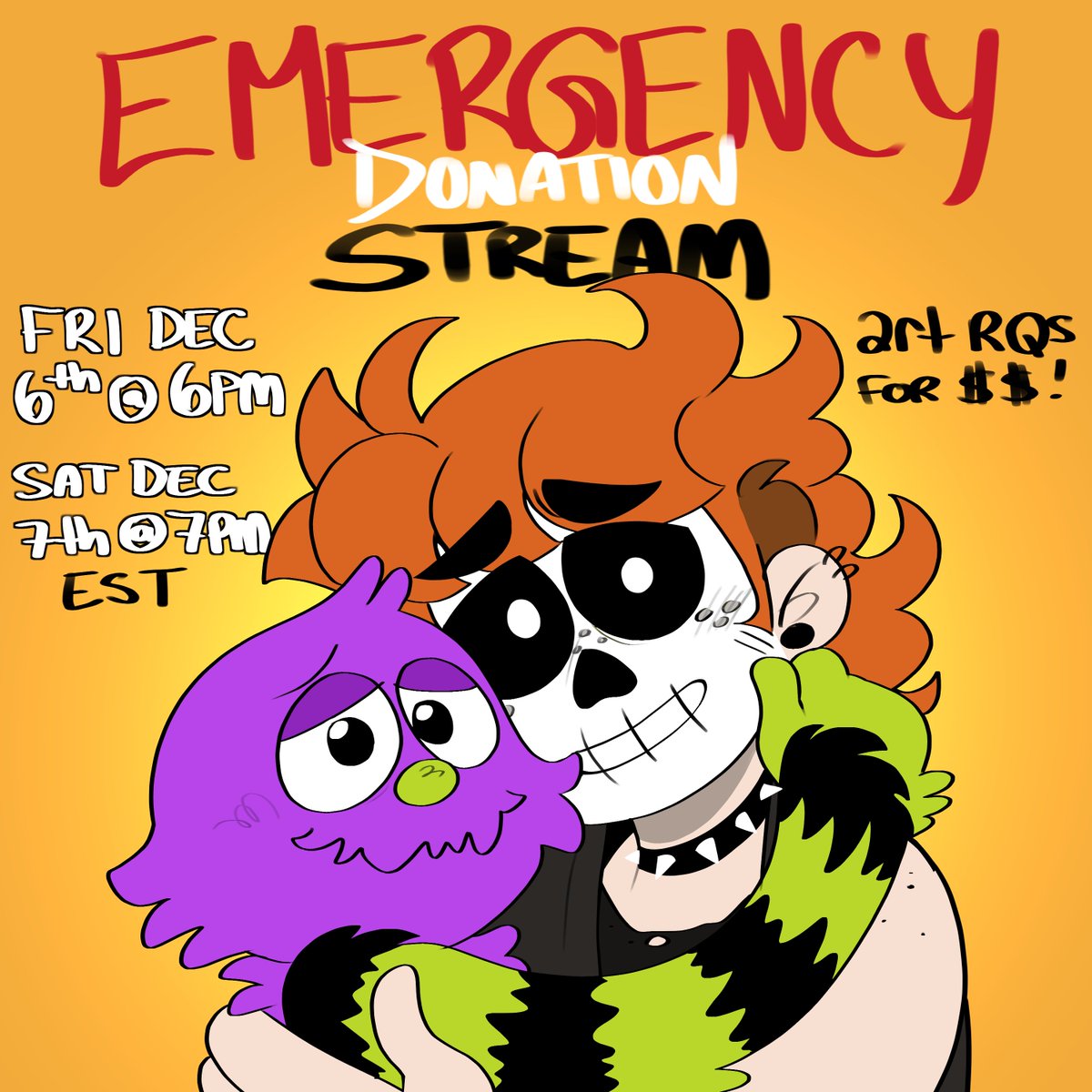 Heya! <a href="/DoodlingMonster/">🖍️Doodle Monster🖍️ PUPPET STREAMER 🪡</a> and I are in another financial rut, struggling to find work we are behind on many bills and fear being evicted. Thanks to my <a href="/TO2SReanimated/">Gravity Falls Reanimated! #STANDWITHANIMATION</a> crew, they want to help us on stream by doing art dono requests, join us this Fri/Sat on my twitch! #gravityfalls