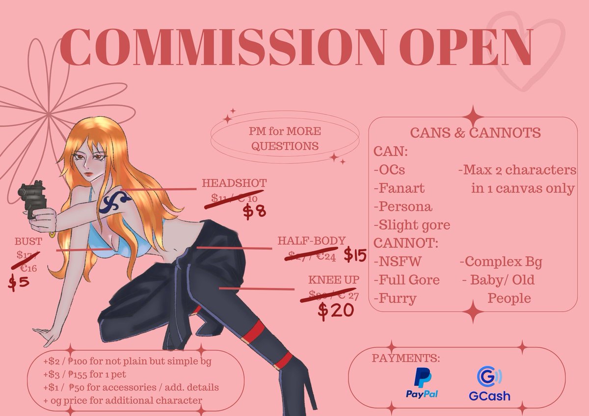 namistwt's tweet photo. ‼️ EMERGENCY COMMISSION ‼️ LOWERED PRICE SPECIAL 
Hi I’m Nana, I need help for a school project so I am opening my commissions again for a very short time. 

- Likes and RTs are HIGHLY appreciate
- We have a quota of $105 or ₱6,000 
- COMMISSION ME PLS PLS PLS

#arttwt #onepiece https://t.co/Bje46AxwcW