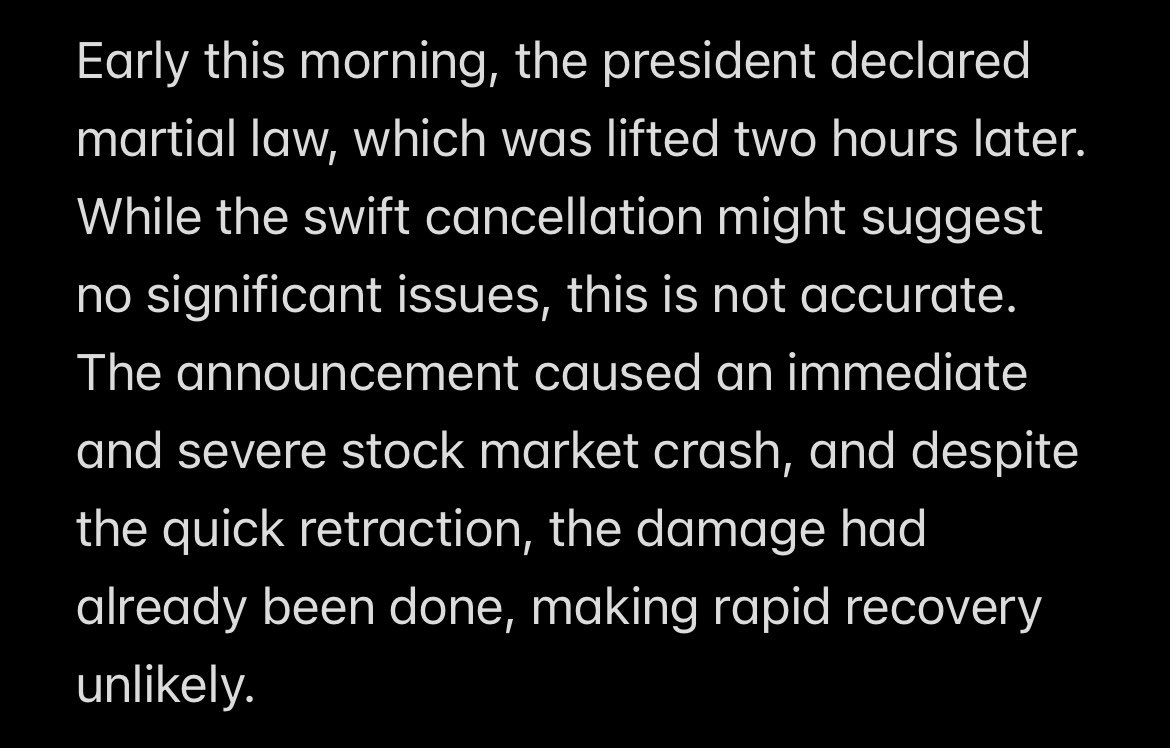 suswltls77's tweet photo. Summary of Recent Martial Law Declaration and Its Consequences https://t.co/FNSc635cCj