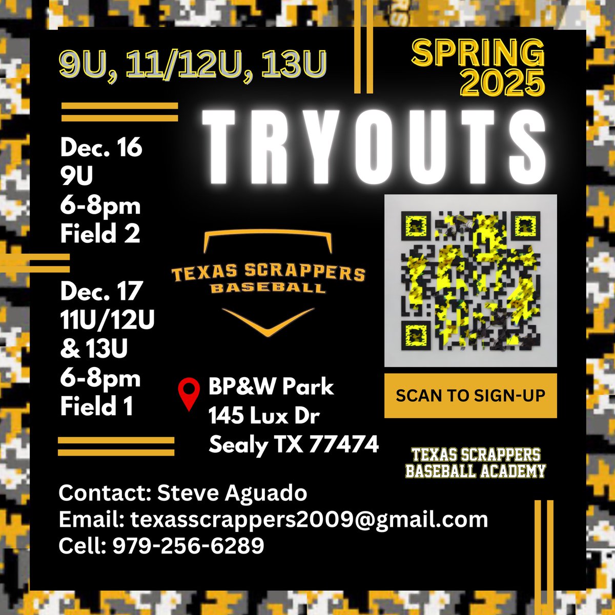 Come join the Texas Scrappers Baseball Academy!!