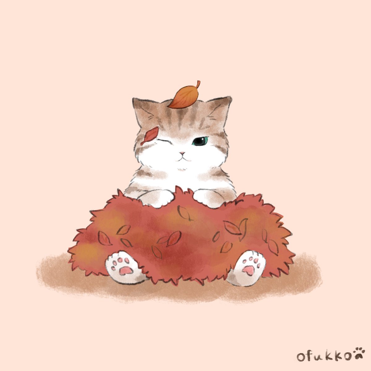 ofukko012's tweet photo. 🍁🐈

#イラスト #ねこ #猫 #紅葉 #秋の終わり https://t.co/2ujPuEsqNL