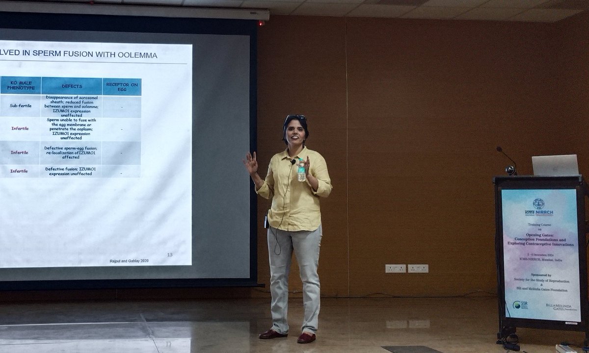 DeepakNModi's tweet photo. A very detailed talk on the protein complexes in sperm egg fusion by @GGahlay. The system is full of redudencies and we only know the tip of the iceberg. 
Course On #OpeningGates: Conception Foundations and Exploring Contraceptive Innovations funded by @SSRepro and BMGF https://t.co/jE5jFgPLeb