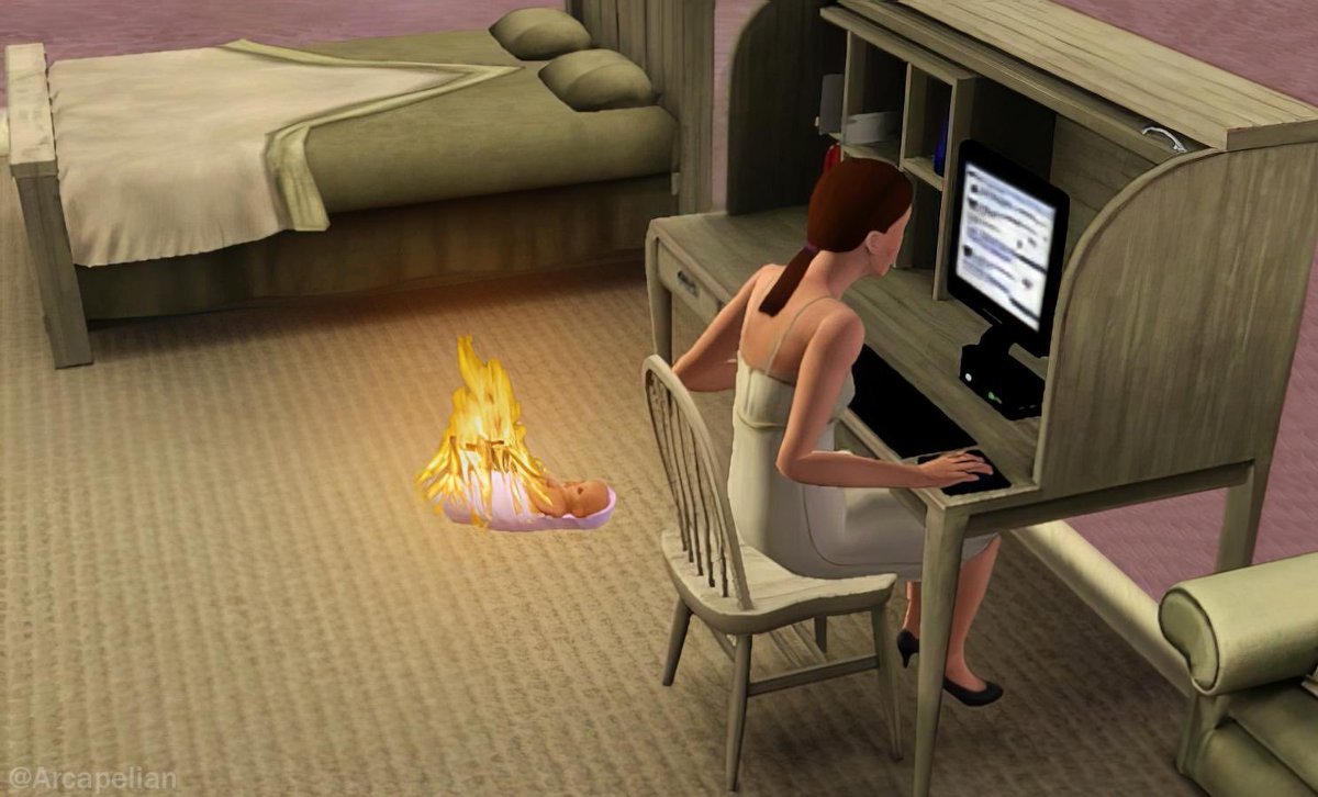 not now sweetie, mommy is having fun with friends on the computer