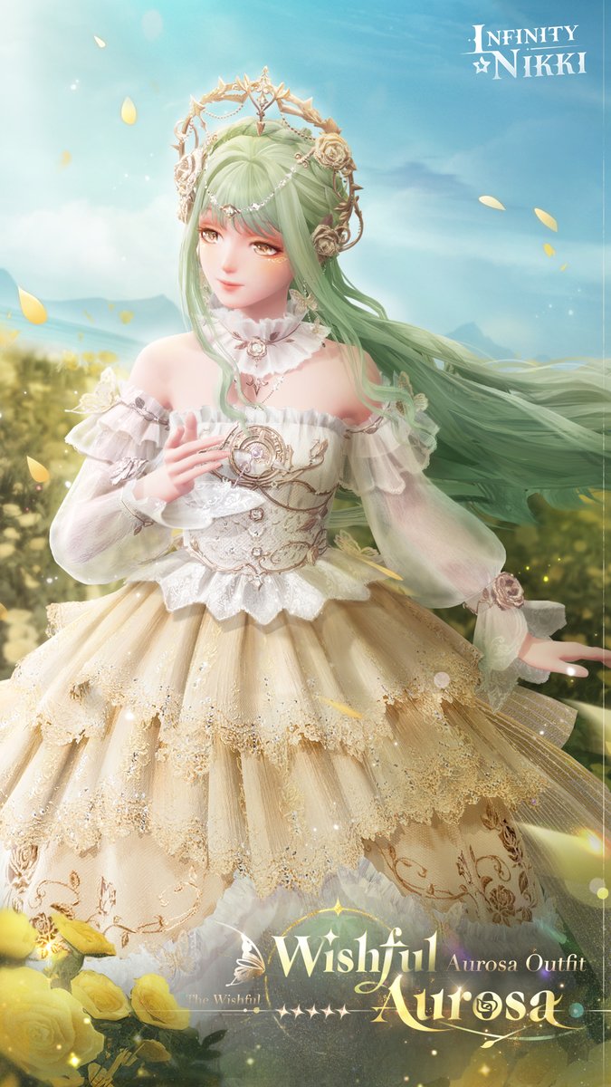 InfinityNikkiEN's tweet photo. Whimsical Wardrobe丨Wishful Aurosa
丨> Miracle Outfit

Once, a race was awakened by a wish. Now, the miracles of wishes continue, illuminating lives just as the dormant sprites awaken amid the bloom of the Aurosa.

※Complete [Chapter 8: Blooming Aurosa] to unlock Wishful Aurosa sketches

——
The Coziest Open-World Game
Infinity Nikki Officially Releases on December 5!
➤ Pre-download Now:  https://t.co/30AcRL0uSm
➤ Join us on Discord:  https://t.co/QvZPw1gJOV
#InfinityNikki