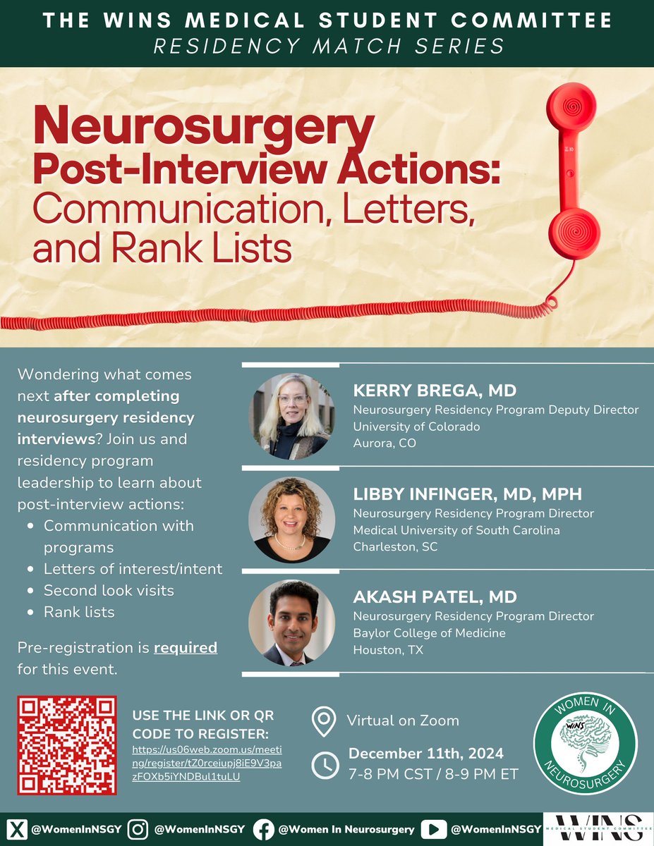 ✍️ Wondering how to craft effective post-interview letters or rank programs confidently? Join Post-Interview Actions: Communications, Letters, and Rank Lists 🗓️  #2025MATCH #neurosurgery