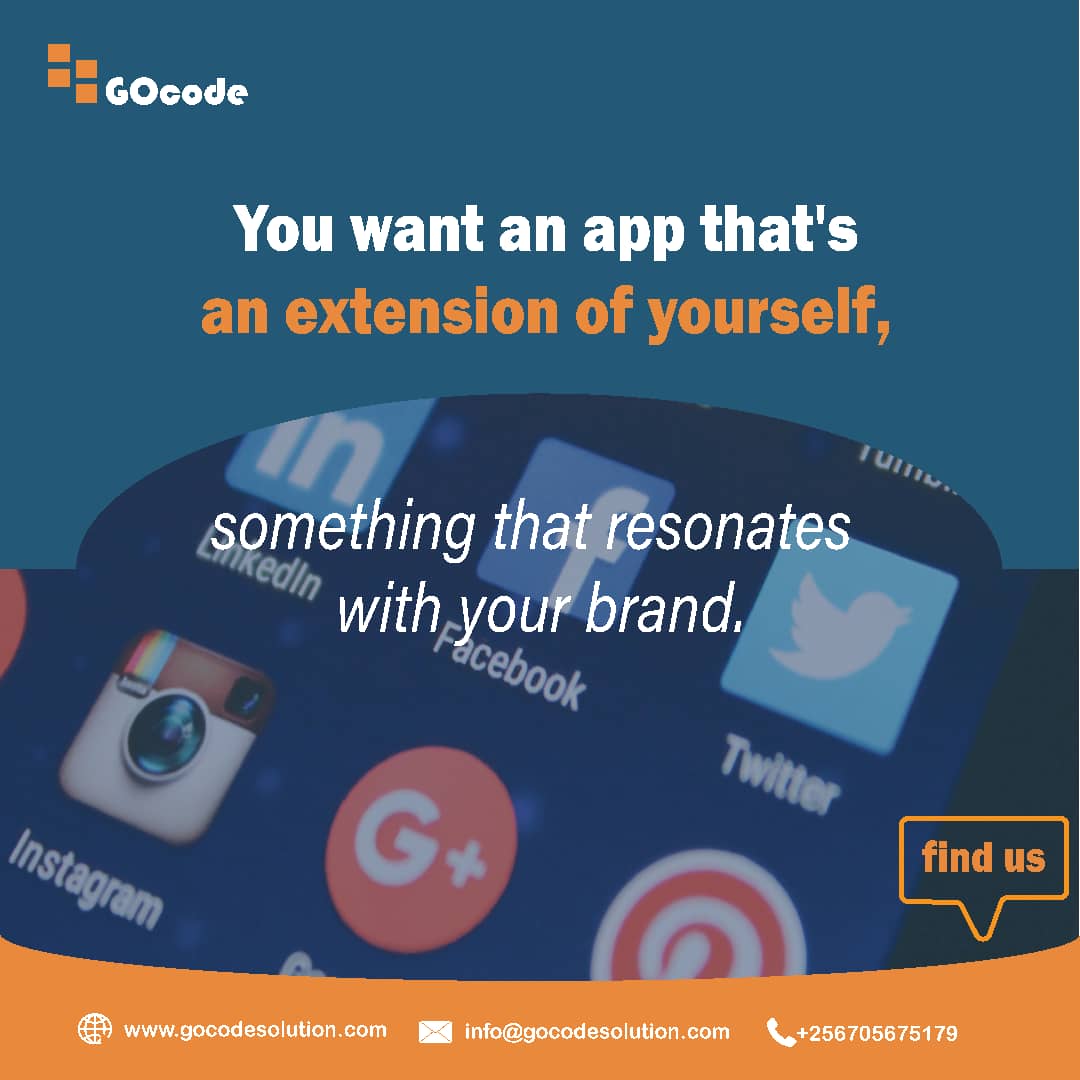 Go_Code6's tweet image. An app is a virtual representation of your values and identity. Think of it as a colourful digital persona that extends your online presence.
We can help you create this digital extension of yourself. Get in touch with us today
info@gocodesolution.com or 0705675179
#Apps