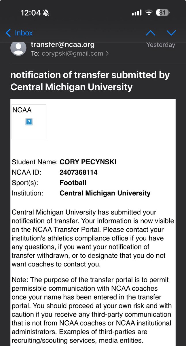 Corypski63's tweet photo. Officially in the portal

If you are a coach and would like to talk my email is corypski@gmail.com

6’3
280 pounds
Red shirt freshman https://t.co/X3jzWUZ4mt