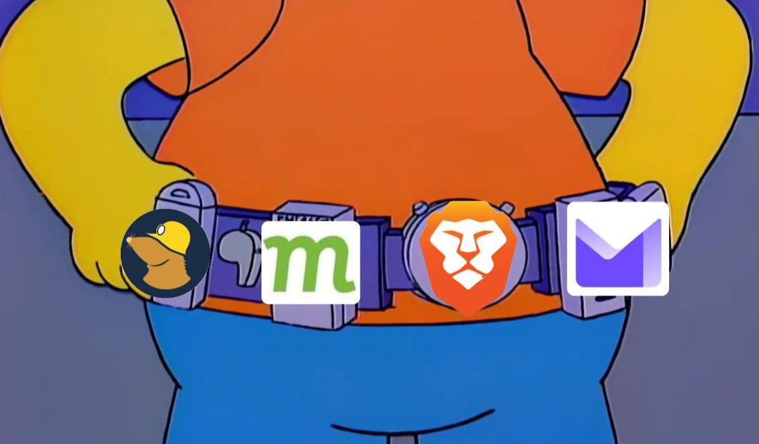 What’s in your privacy utility belt?

Here’s what Session’s looks like:

📧 Email: <a href="/ProtonMail/">Proton Mail</a>  / <a href="/TutaPrivacy/">Tuta</a>  
🌐 Browser: <a href="/brave/">Brave</a>  / <a href="/torproject/">The Tor Project</a>  
🔍 Search: <a href="/mojeek/">Mojeek Search Engine</a>  / <a href="/startpage/">Startpage</a> 
🥸 VPN: <a href="/mullvadnet/">Mullvad.net</a>  / <a href="/ProtonVPN/">Proton VPN</a> 

Drop yours below 👇