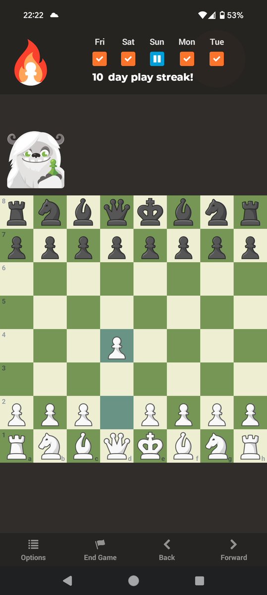 Under_Nated's tweet photo. @chesscom @PlayChessUp D4. After that I don't know what I'm doing. https://t.co/gEqVymYmCB