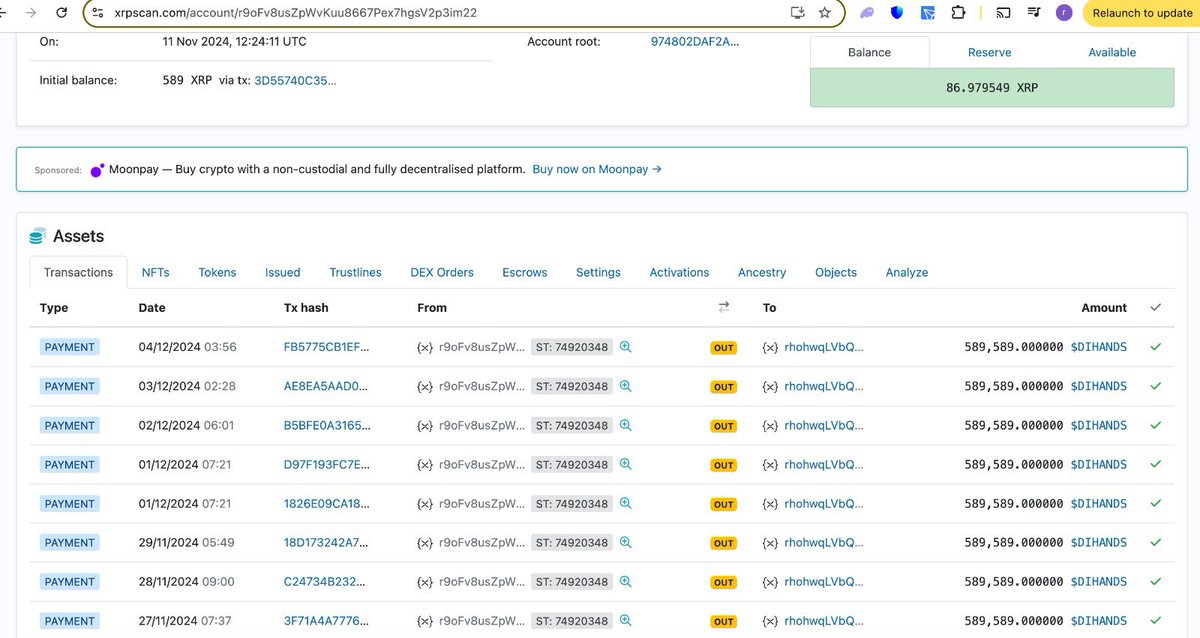 Keeping it real, folks - we're burning 589,589 $DIHANDS tokens every day! Check out the transaction history. We promised to keep this up, and we'll be burning tokens right up until 12/12/2024. 

Txid: xrpscan.com/tx/FB5775CB1EF…

#TokenBurn #Transparency #DIHANDS 
#XRPARMY