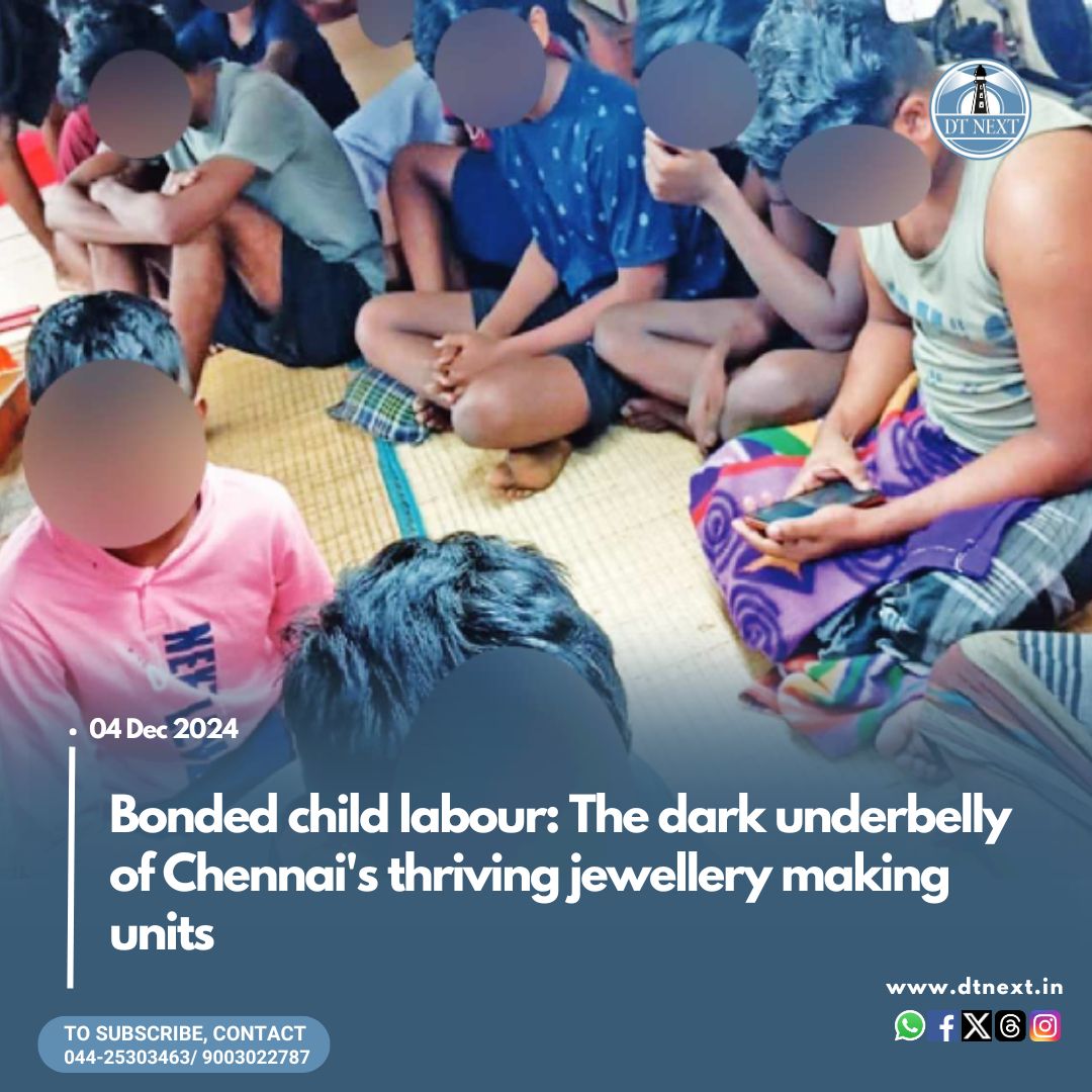 dt_next's tweet photo. Seven child bonded labourers were rescued from a #jewellerymaking unit in Chennai’s Choolai, where they worked 13-hour days in exploitative conditions, confined to a tiny space.
✒️ @shanmughamsj
🔗Read: https://t.co/zGLVC7jh05
#dtnext #childlabour #chennai #choolai #westbengal https://t.co/d5fw9ZZPwg