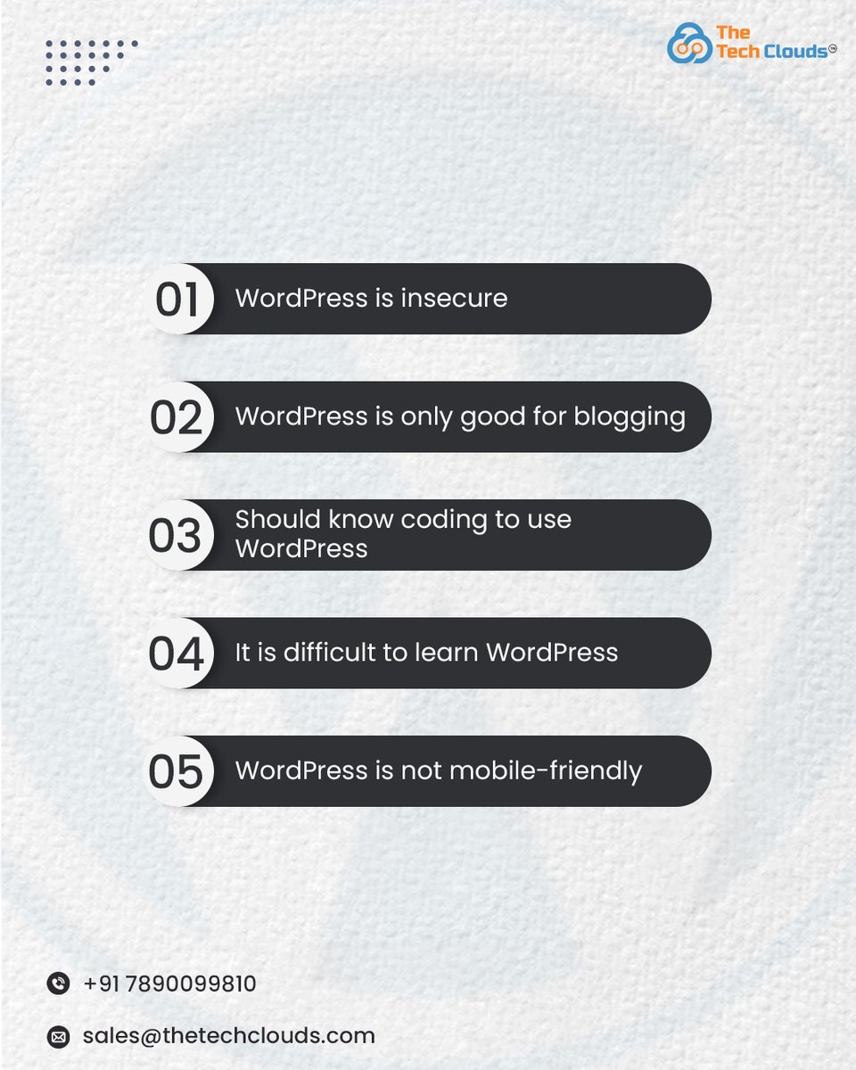 thetechclouds's tweet photo. 8 Common Misconceptions About WordPress

Think WordPress is just for bloggers? 🤔 Or too basic for complex sites? 🚫

Swipe to uncover the truth &amp; see how WordPress can transform your site! 💻

📩 sales@thetechclouds.com | 📱 +91 7890099810
#WordPressMyths #WebsiteDevelopment https://t.co/GOC8wJAR1g