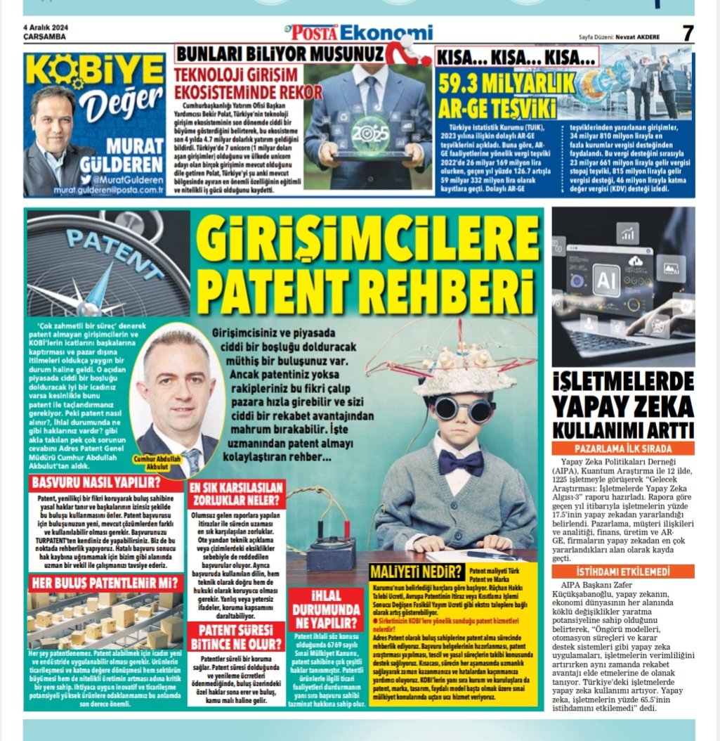Murat Gülderen (@muratgulderen) on Twitter photo Patent almanın püf noktaları
posta.com.tr/yazarlar/murat… <a href="/adrespatent/">Adres Patent</a> <a href="/deryakilic7/">Derya KAVLAK KILIÇ</a> <a href="/A_CumhurAkbulut/">Cumhur Akbulut</a> #patent Patent almanın püf noktaları
posta.com.tr/yazarlar/murat… <a href="/adrespatent/">Adres Patent</a> <a href="/deryakilic7/">Derya KAVLAK KILIÇ</a> <a href="/A_CumhurAkbulut/">Cumhur Akbulut</a> #patent