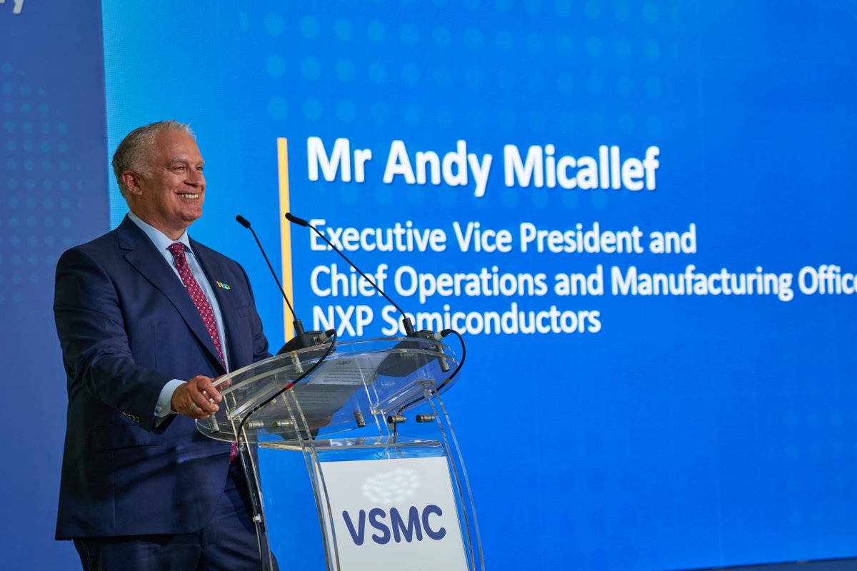 NXP's tweet photo. Breaking ground on the future! 🌟
Today in Singapore, we were thrilled to take part in a groundbreaking ceremony for our 300mm joint venture fab, #VSMC.
Read the full press release: https://t.co/WpmjYJWNzs
#BrighterTogether https://t.co/CmpfxLVa3s