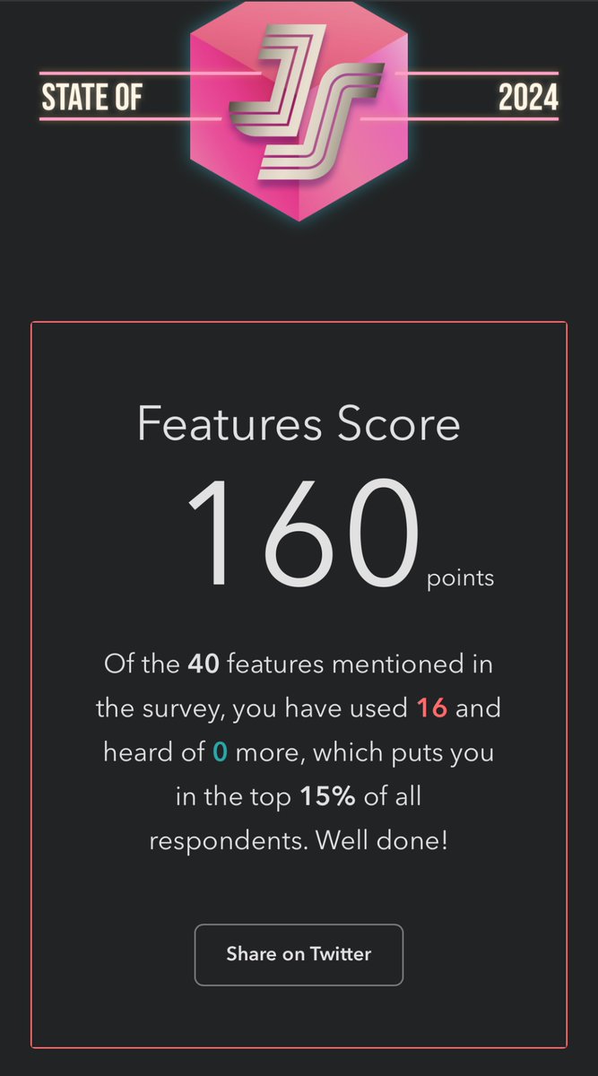 SimonBitwise's tweet image. This is such a bad idea; no doubt this could get some newcomers to check off stuff they haven&apos;t worked with to game the score - which result in an unreliable survey as a whole

#stateofjavascript