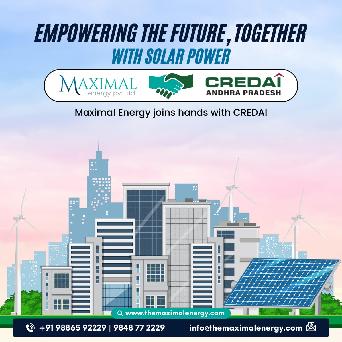 TMaximalenergy's tweet photo. We’re thrilled to announce our partnership with CREDAI to bring sustainable energy solutions to the forefront of real estate development!
#MaximalEnergy #credai #association #realestate #credaiandhrapradesh #solar #solarpower #solarpanels #solarpanelsforhome #Solarpowerindia https://t.co/ZSX1knjAKM