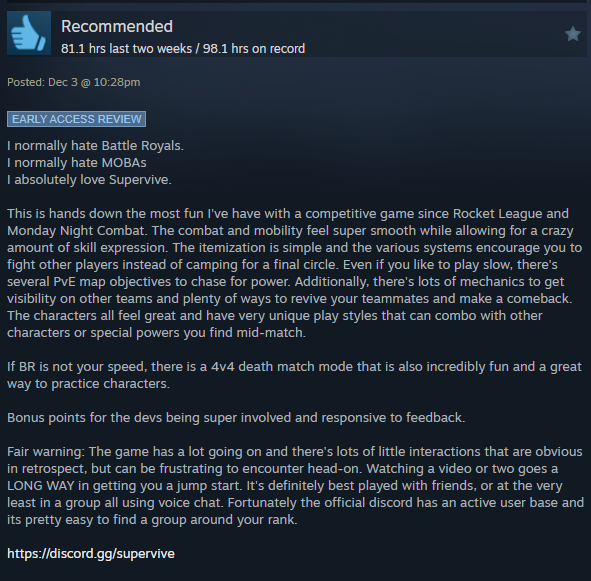 Hildogen's tweet photo. #supervive is phenominal and deserves way more attention. Here's my quick review: https://t.co/yDv7Oq8eCD