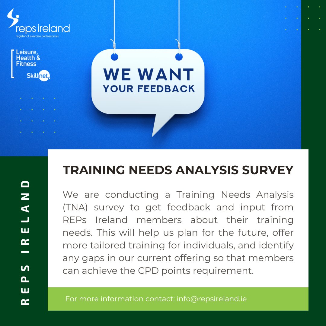 REPs Ireland (@repsireland) on Twitter photo We want your feedback! ๐ข
Your insights will guide us in enhancing our programs and services.
๐ Take a few minutes to complete the survey here: surveymonkey.com/r/WW27SX5
For more information, contact us at: info@repsireland.ie
#REPsIreland #ProfessionalDevelopment We want your feedback! ๐ข
Your insights will guide us in enhancing our programs and services.
๐ Take a few minutes to complete the survey here: surveymonkey.com/r/WW27SX5
For more information, contact us at: info@repsireland.ie
#REPsIreland #ProfessionalDevelopment