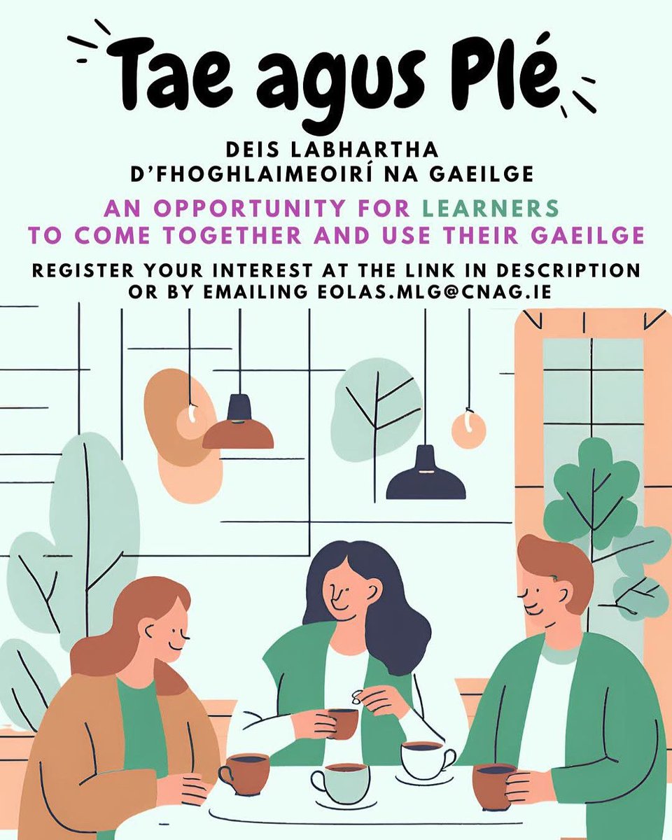 Muineachán Le Gaeilge (@muineachanleg) on Twitter photo 🧐An bhfuil tú ag foghlaim na Gaeilge?
/ Are you learning Irish?🧐
Would you like to meet other learners to use whatever Irish you have?
Register your interest at the link below or email eolas.mlg@cnag.ie
forms.gle/RcmjGaVqMVa8cZ… 🧐An bhfuil tú ag foghlaim na Gaeilge?
/ Are you learning Irish?🧐
Would you like to meet other learners to use whatever Irish you have?
Register your interest at the link below or email eolas.mlg@cnag.ie
forms.gle/RcmjGaVqMVa8cZ…