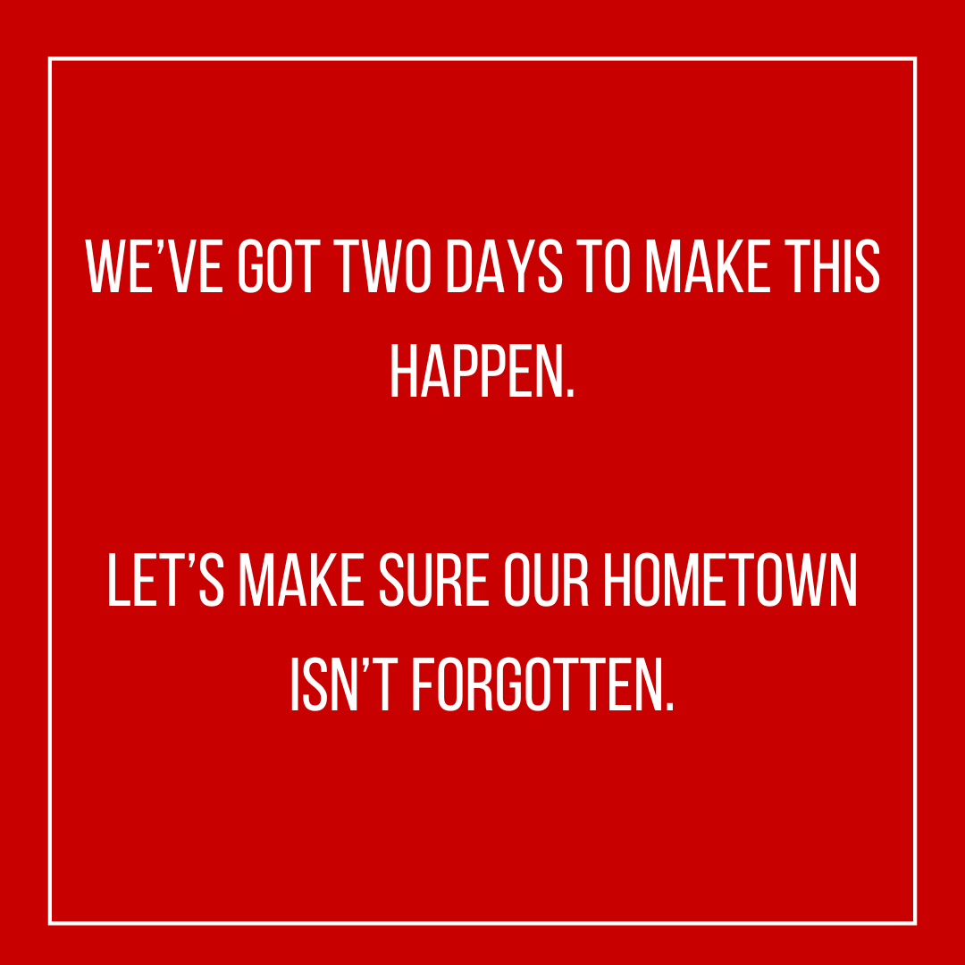 mirthlesskl's tweet photo. We’ve got two days to make this happen.

Let’s make sure our hometown isn’t forgotten.

DONATE. SHARE. ACT. https://t.co/PEcWWcYl4G