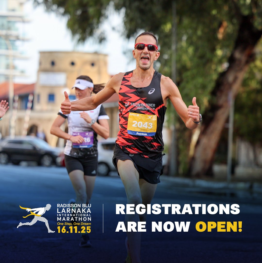 Get ready for more unforgettable memories, another epic #LarnakaRun and more of your electrifying energy at the 𝟖𝐭𝐡 𝐑𝐚𝐝𝐢𝐬𝐬𝐨𝐧 𝐁𝐥𝐮 𝐋𝐚𝐫𝐧𝐚𝐤𝐚 𝐈𝐧𝐭𝐞𝐫𝐧𝐚𝐭𝐢𝐨𝐧𝐚𝐥 𝐌𝐚𝐫𝐚𝐭𝐡𝐨𝐧 on Nov. 16th 2025!

Register now at bit.ly/larnakarun25