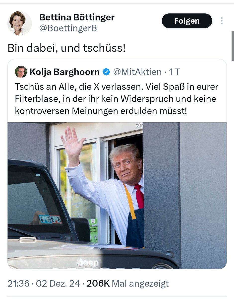 Twix22085555's tweet photo. @SHomburg @EvaHermanEx_ARD ... und manch einer wie @BoettingerB schafft trotz großspuriger Ankündigung den #Xexit dann doch nicht 😄 https://t.co/j0OvlCxcaj