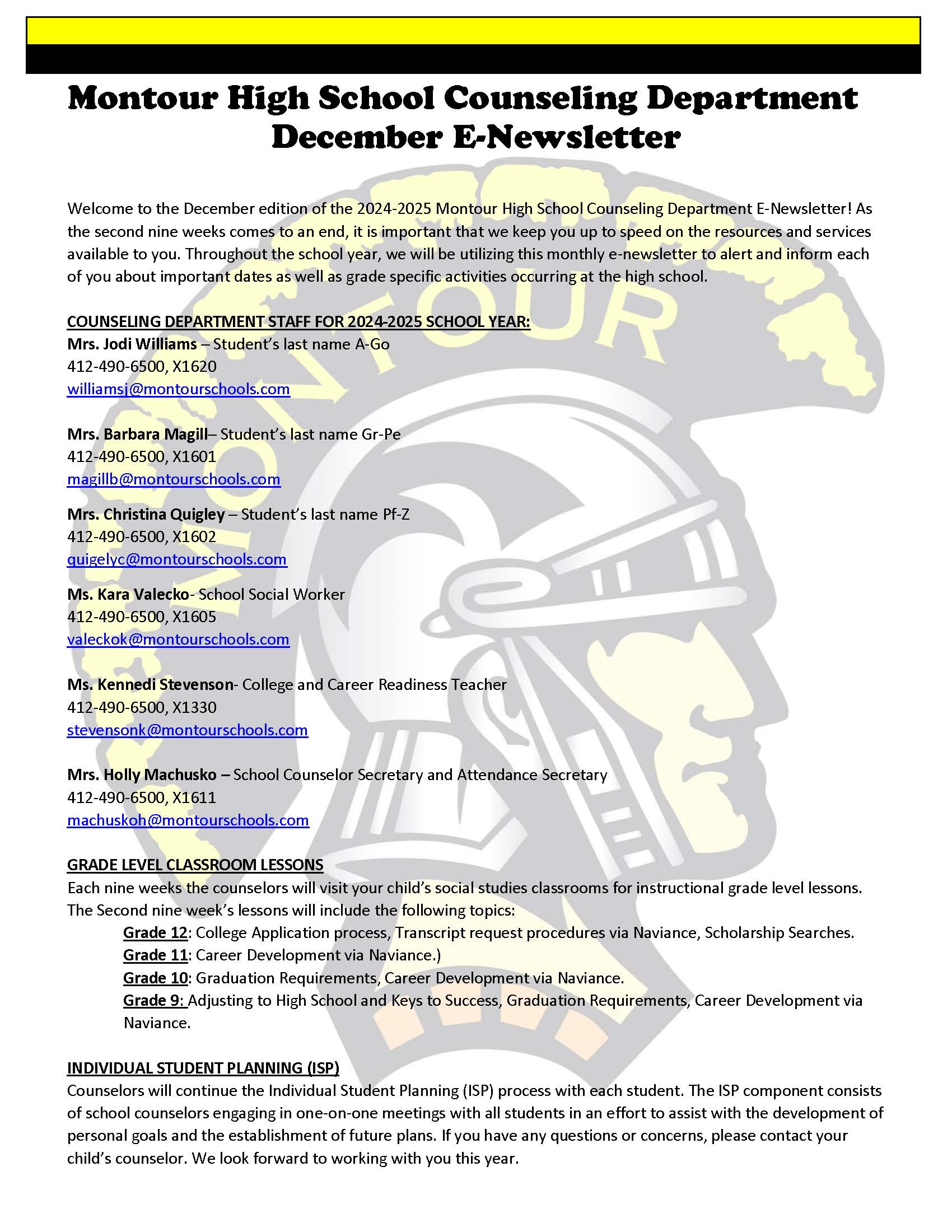Montour High School on X: &ldquo;Check out the December School 