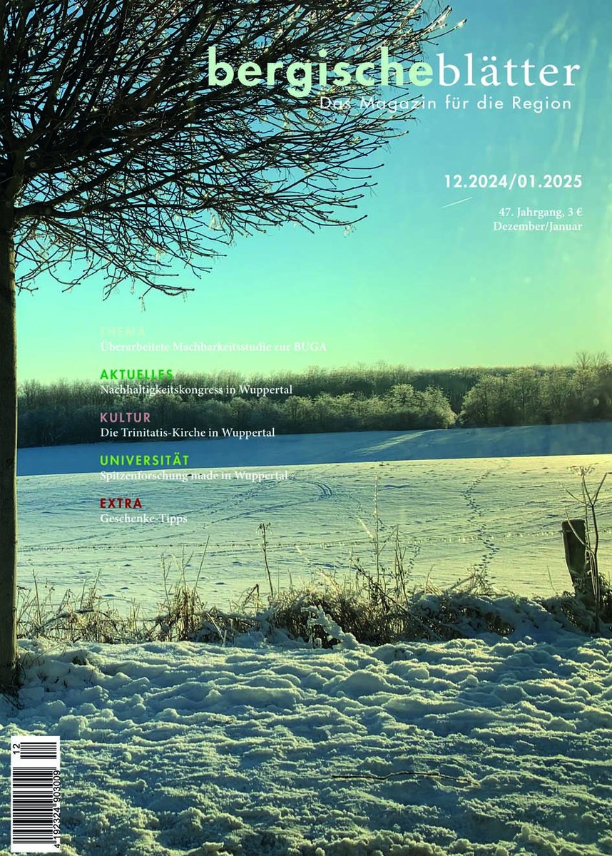 Am 14. Dezember erscheint die neue Ausgabe der #BergischenBlätter mit 55 Seiten. Dreht Ihr das Magazin, kommen noch einmal 9 Seiten #wunderbarmen dazu. Das Cover gibt es schon einmal hier, das Thema mit der BUGA findet Ihr hier: bergischeblaetter.de/wuppertal-bund…