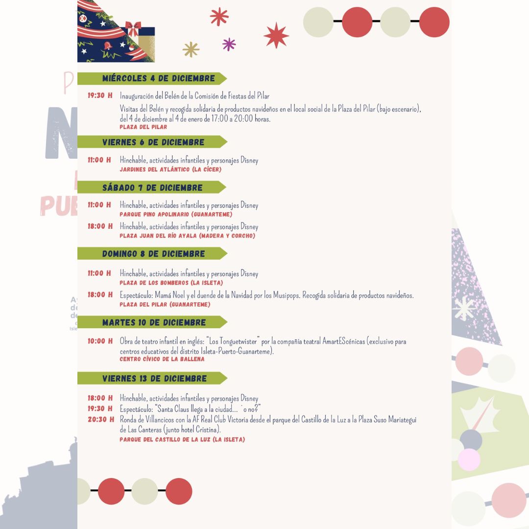 DistritoPuerto's tweet image. 🎅🎄Consulta nuestro programa y disfruta del ambiente navideño que respiran los barrios. ¡La Navidad llega al distrito!
#LasPalmasDeGranCanaria #IsletaPuertoGuanarteme #Navidad @aytolpgc