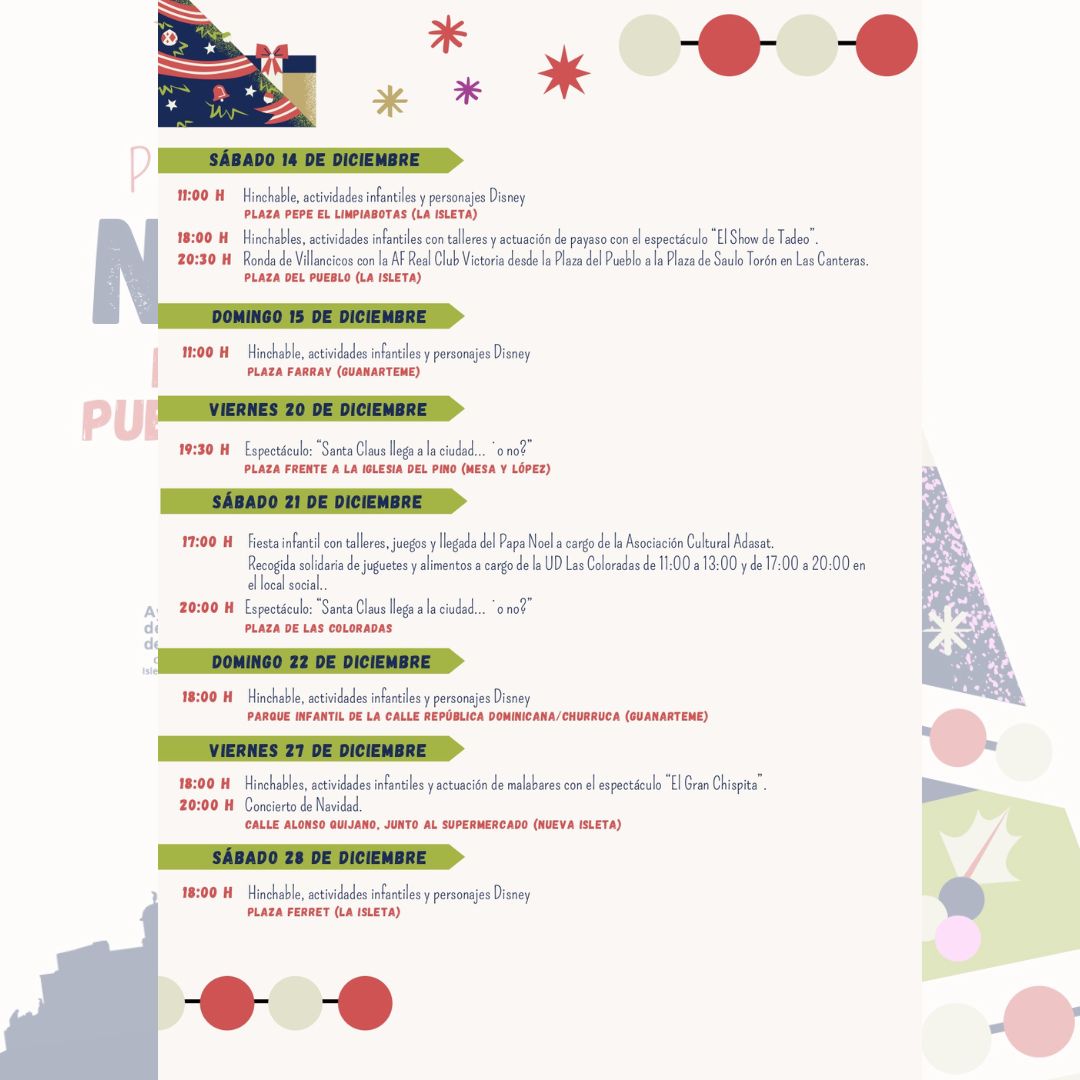 DistritoPuerto's tweet image. 🎅🎄Consulta nuestro programa y disfruta del ambiente navideño que respiran los barrios. ¡La Navidad llega al distrito!
#LasPalmasDeGranCanaria #IsletaPuertoGuanarteme #Navidad @aytolpgc