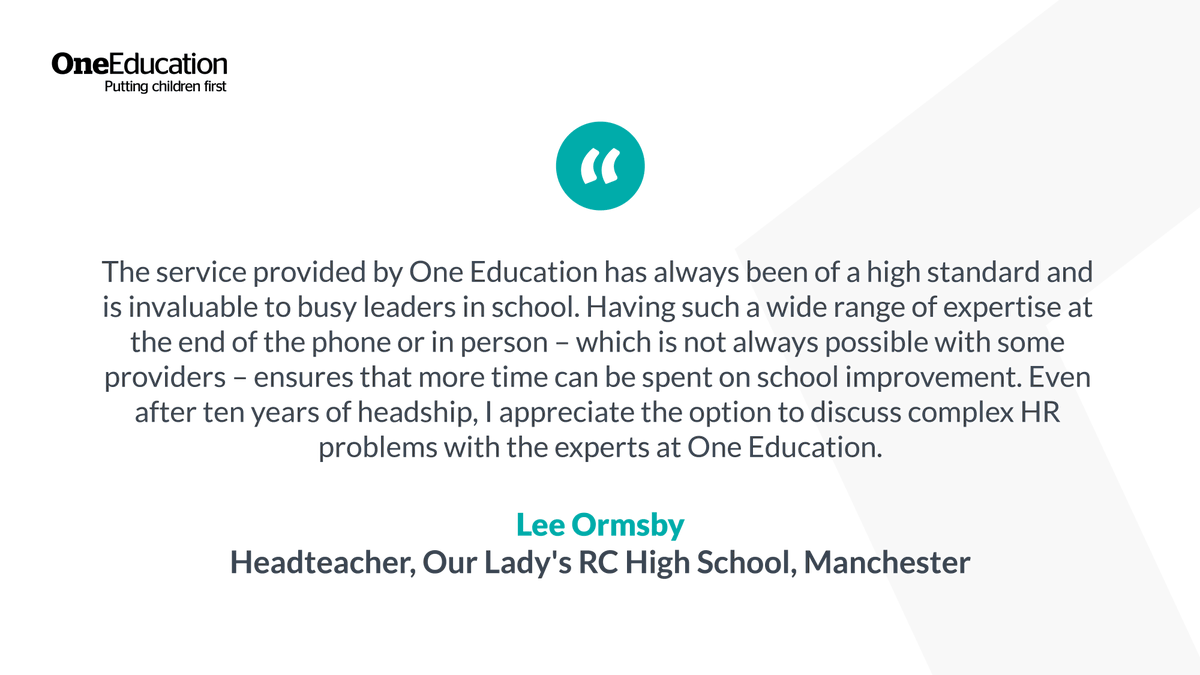 OneEducation's tweet photo. We're thrilled to share this lovely testimonial from @OlhsTweets ✨

One Education HR is proud to be considered as an extended member of the team, working together to achieve your school priorities 🤝 https://t.co/Cq3OUgP5uA