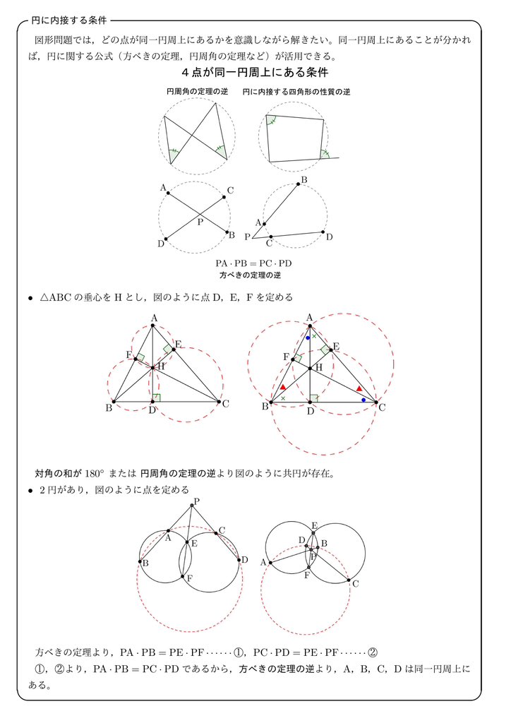 数学A 図形の性質のポイントまとめです。他にもあれば教えてください