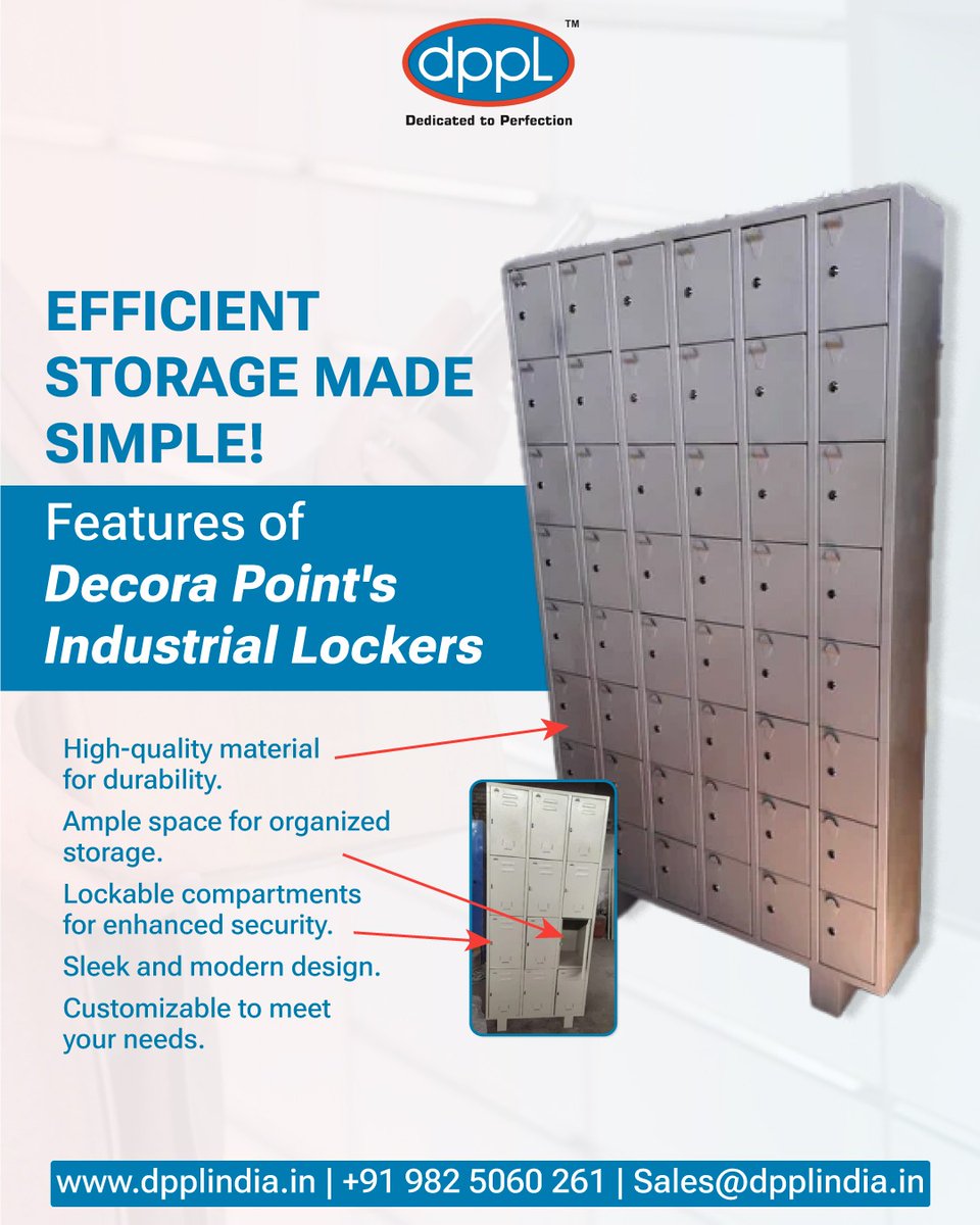 DecoraPointPvt's tweet photo. Secure, stylish, and spacious! π οΈ Discover Decora Point's Industrial Lockers today.
Call us π 98250 60261
#decorepointpvtltd #industriallockers #storagesolutions #workspaceorganization #lockersystem #securestorage #industrialsolutions #metalstorage #lockerdesign #safetystorage https://t.co/odnC6N7EXb