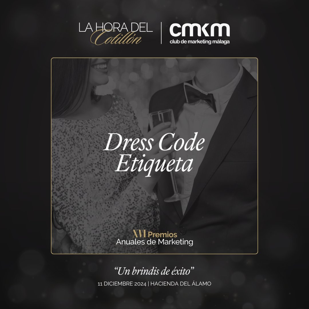 ¡La 𝙃𝙤𝙧𝙖 𝙙𝙚𝙡 𝘾𝙤𝙩𝙞𝙡𝙡𝙤𝙣 está a punto de comenzar!✨La 🏆  𝙓𝙑𝙄 𝙀𝙙𝙞𝙘𝙞𝙤𝙣 𝙙𝙚 𝙡𝙤𝙨  #PremiosCMKM24 se acerca.  Código de vestimenta: 𝙀𝙩𝙞𝙦𝙪𝙚𝙩𝙖. ¡Brilla en una noche de glamour! 🥂 Consigue tu entrada aquí: lnkd.in/dDTUd7Wg  #LaHoraDelCotillón