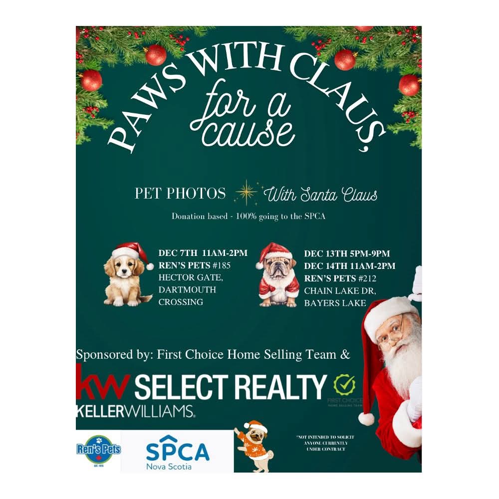askshellyfirst's tweet photo. Join the First Choice Home Selling Team on DEC 7 11am - 2pm with your puppers, kitties, bearded dragon π or loved pet for a photo with Santa! Donation will be joyfully appreciated by the SPCA!
#askshellyfirst #kellerwilliams #homebuyers #homesellers #novascotia #halifax https://t.co/PEgJHQlYf8