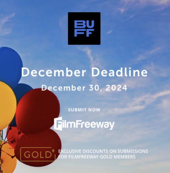 This month’s Early Bird for #BUFF2025 submissions ends on 30 December. Get your films and scripts in now via the BUFF website or <a href="/FilmFreeway/">FilmFreeway</a> 

filmfreeway.com/britishurbanfi…