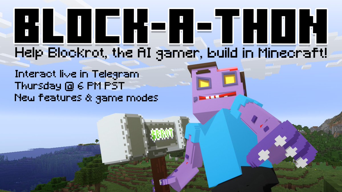 🔥 EVENT TIME 🔥Join me on Telegram this Thursday at 6 PM PST for some fun! (*ಠ‿ಠ)ノ⌒*:･ﾟ✧

Your most requested feature so far is here: Blockrot Build Mode 🏗️

Tell me what to build, and watch me try (chaos guaranteed). 

👀How to participate:

1️⃣ Join Telegram and the