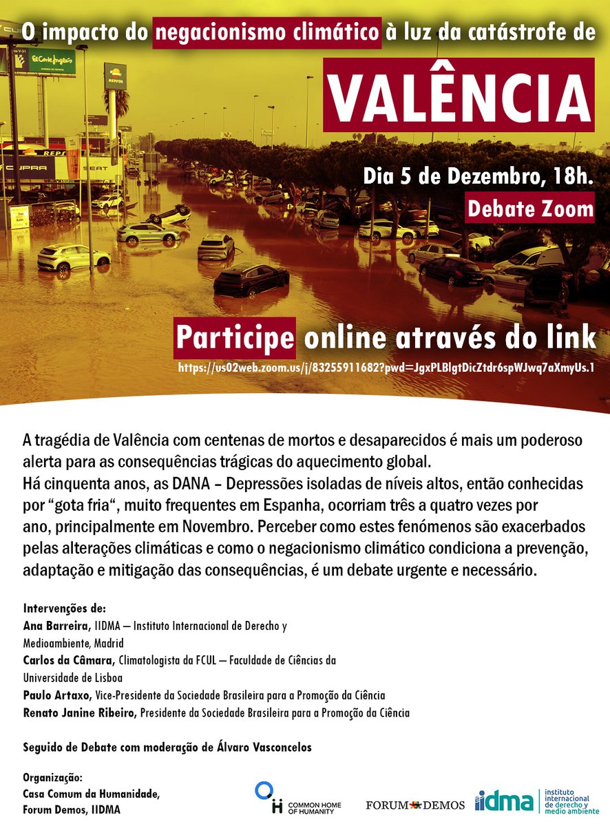É JÁ AMANHÃ, DIA 5 DE DEZEMBRO!

DEBATE ONLINE: O impacto do negacionismo climático à luz da catástrofe de Valência

18H em Portugal | 19H em Espanha | 15H no Brasil
Assiste através do link: us02web.zoom.us/j/89159494745?…
