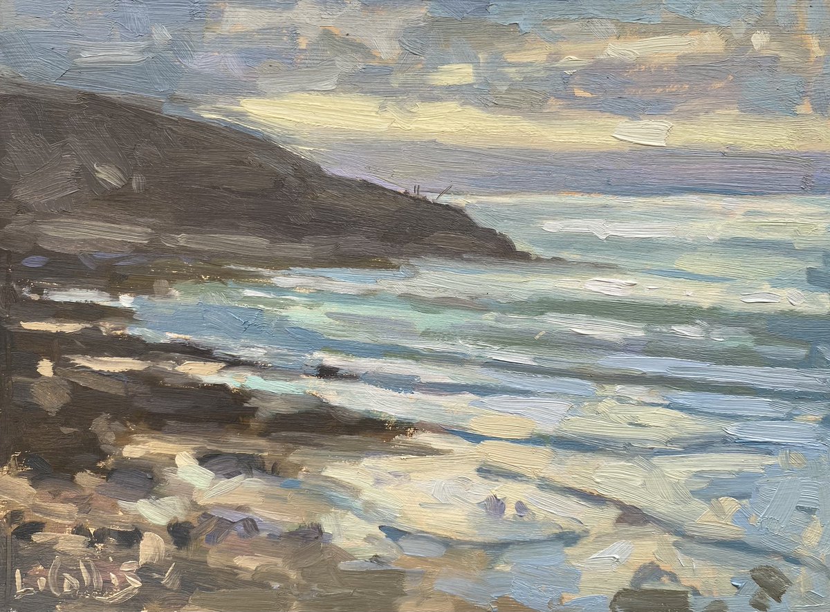 LouiseCollisArt's tweet photo. Winter Sun at Southerndown 
8”x6” oil on board

Painted last month on a beautiful day at Southerndown painting into the low winter sun. 

#pleinair #pleinairpainting #welshartist #welshart #southerndown #valeofglamorgan #bridgend #ogmorebysea #ogmore #winter #dunravenbay https://t.co/150ixybcwq