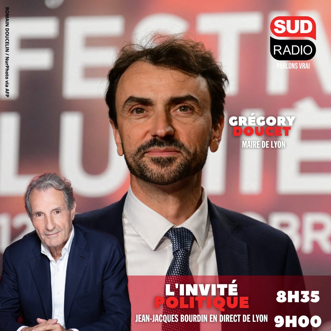 SudRadio's tweet image. 🔴 Émission spéciale : @Gregorydoucet, maire de Lyon, sera demain l'invité politique de @JJBourdin_off en direct de la @FeteLumieres 

☎️0826 300 300
🖥️sudradio.fr
