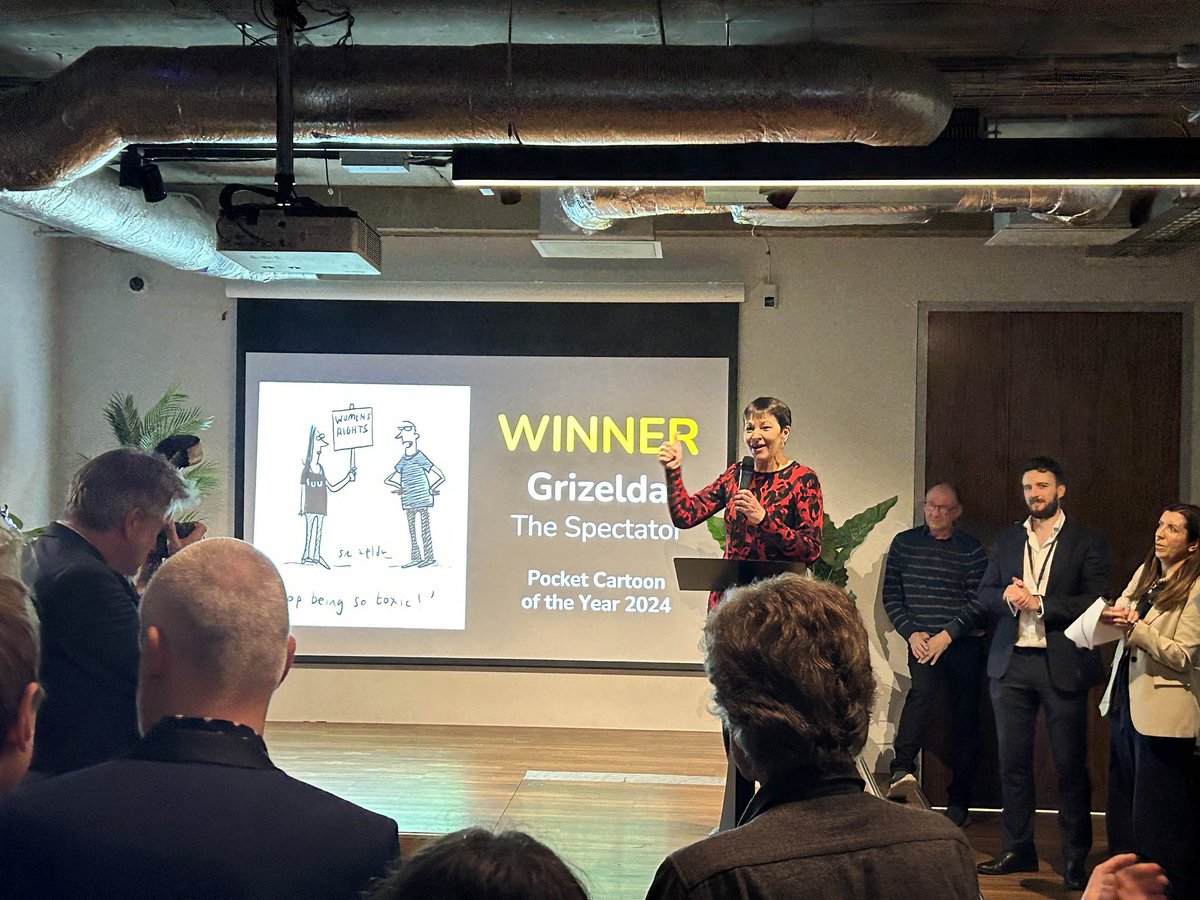 GrizeldaG's tweet image. Very pleased to win the @EllwoodAtfield 
Political Cartoon of the Year! 

Thank you to @CarolineLucas for the award and the @spectator for publishing it 🙏
#politicalcartoonawards