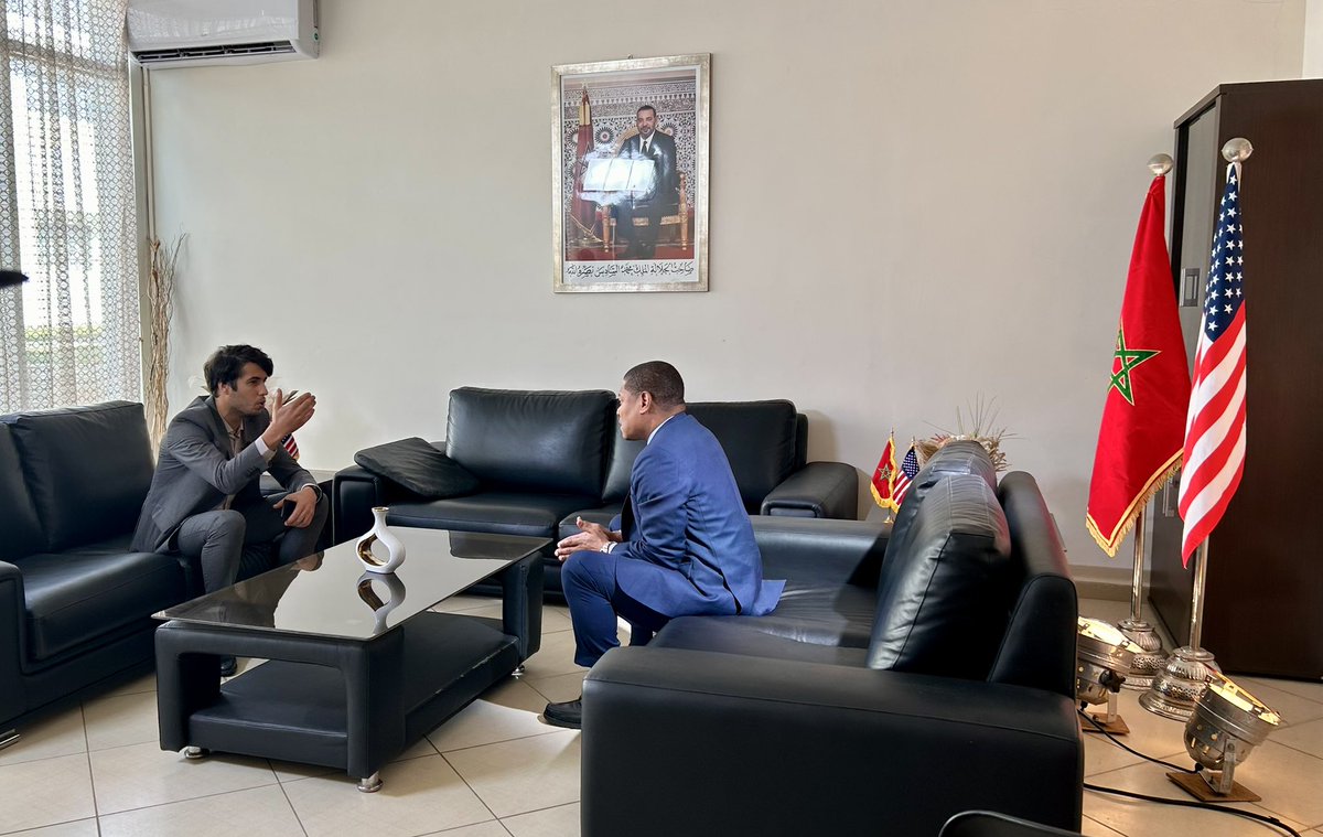 🇺🇸🇲🇦<a href="/USDA/">Dept. of Agriculture</a> FAS Administrator Whitley speaks with 2M in Morocco about the 1st Agribusiness trade mission. The future is bright for poultry, grain and other American products and partnerships! 🐓🐄