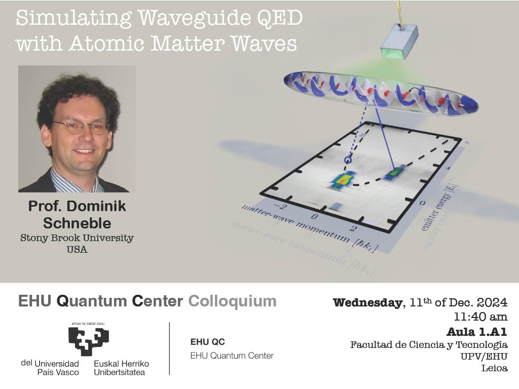 ztf_fct's tweet image. 📣 Animatu &quot;Simulating Waveguide QED with Atomic Matter Waves&quot; izeneko hurrengo hitzaldira!

Dominik Schneble Doktoreak (Stony Brook University, USA), fenomeno kuantikoei buruzko informazio interesgarria aurkeztuko digu!

🗓️: 2024/12/11
⏰: 11:40 
📍: Gela 1. A1

@upvehu